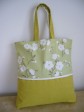 Green and White Flower Cotton Bag