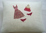 Cushion in Natural Hemp with Party Girl Applique