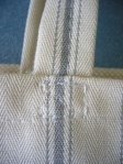 Straps for grey striped ticking shopping bag