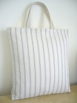 Grey striped ticking shopping bag