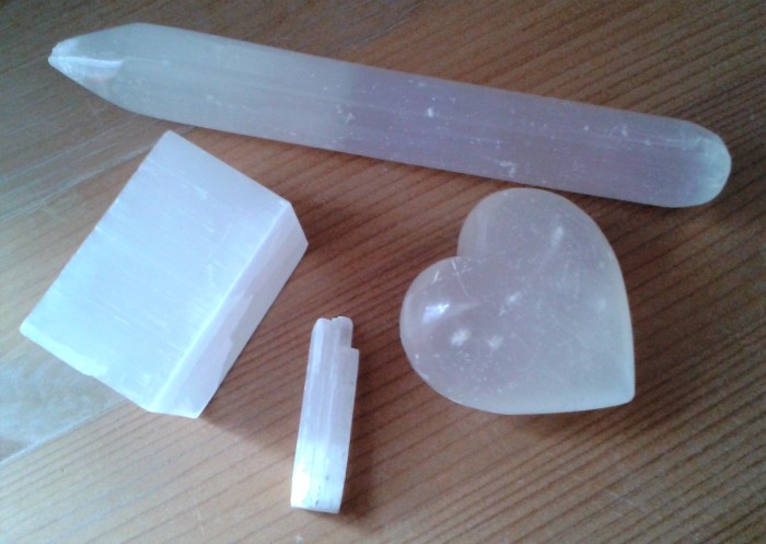 Selenite Heart, Wand, Block and Small Spar